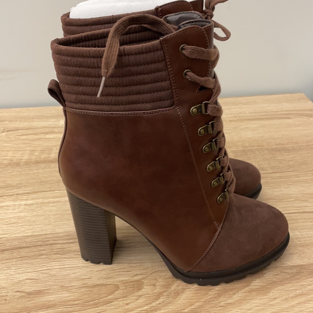 JUSTFAB lace up heel boots
